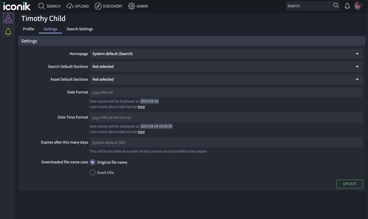 iconik user profile