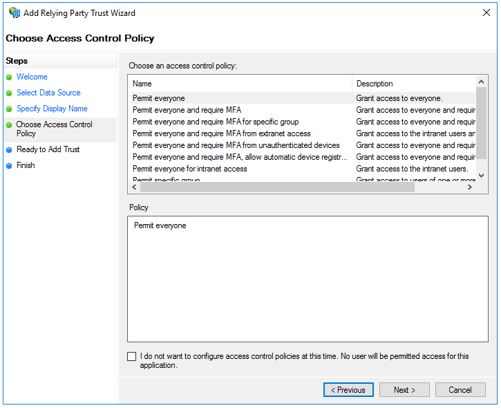 Choose Access Control Policy