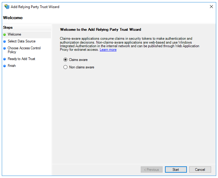 Add Relaying Party Trust