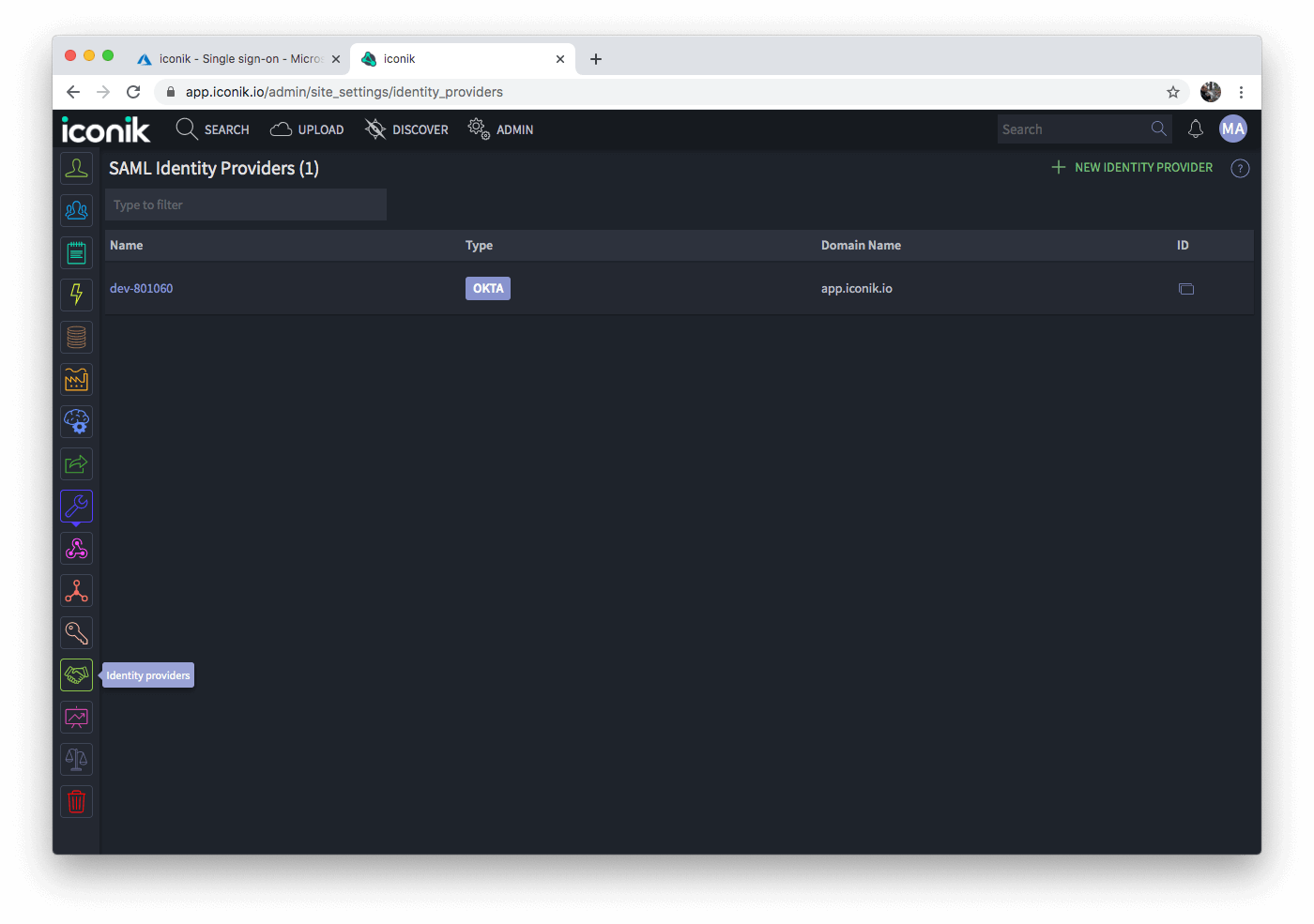 Identity Provider List