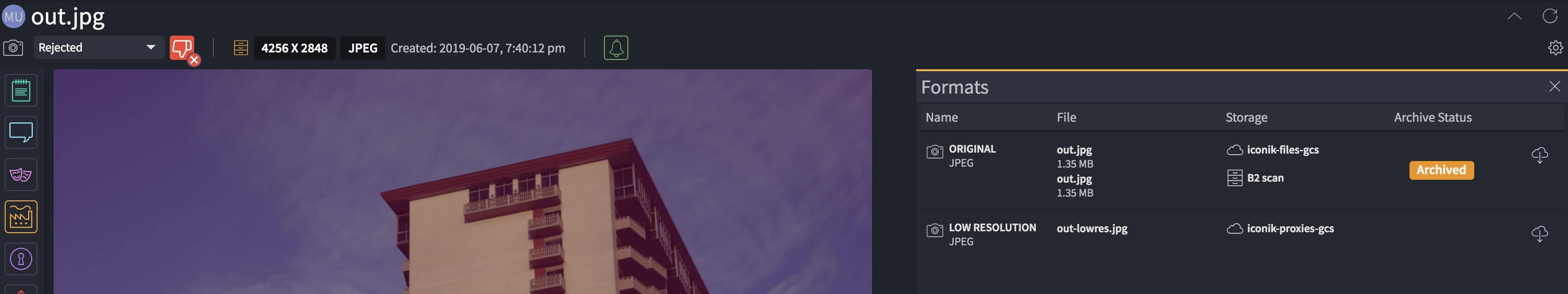 Asset with format offline