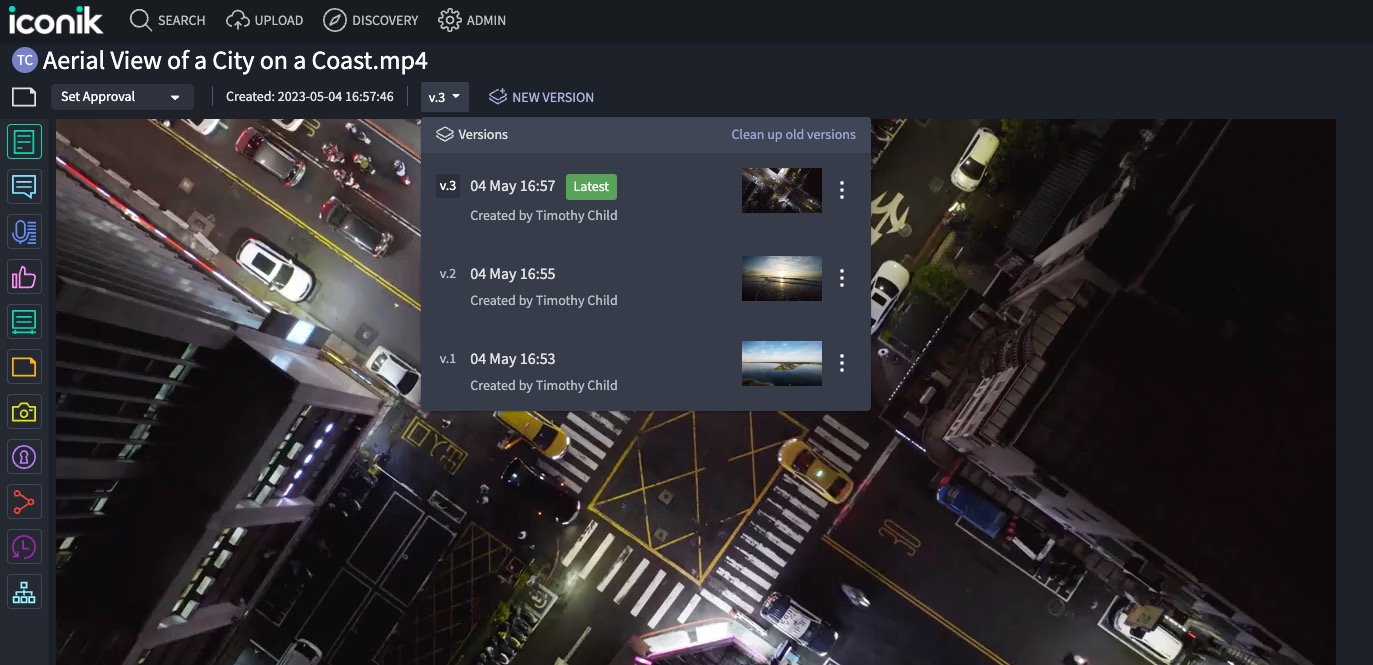 iconik asset version
